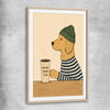 Inspirational wall art print of Good Boy Coffee with raw oak glass front frame