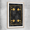 Inspirational wall art print of Four of Spades with raw oak glass front frame