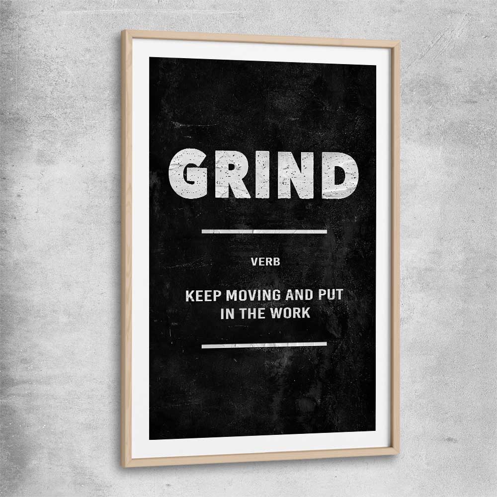 Grind Definition raw oak glass front frame - part of our high quality fashion canvas wall art and prints collection