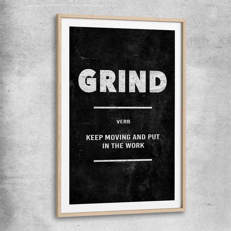 Grind Definition raw oak glass front frame - part of our high quality fashion canvas wall art and prints collection