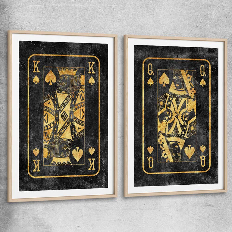 Inspirational wall art print of King of Spades Pair with raw oak glass front frame