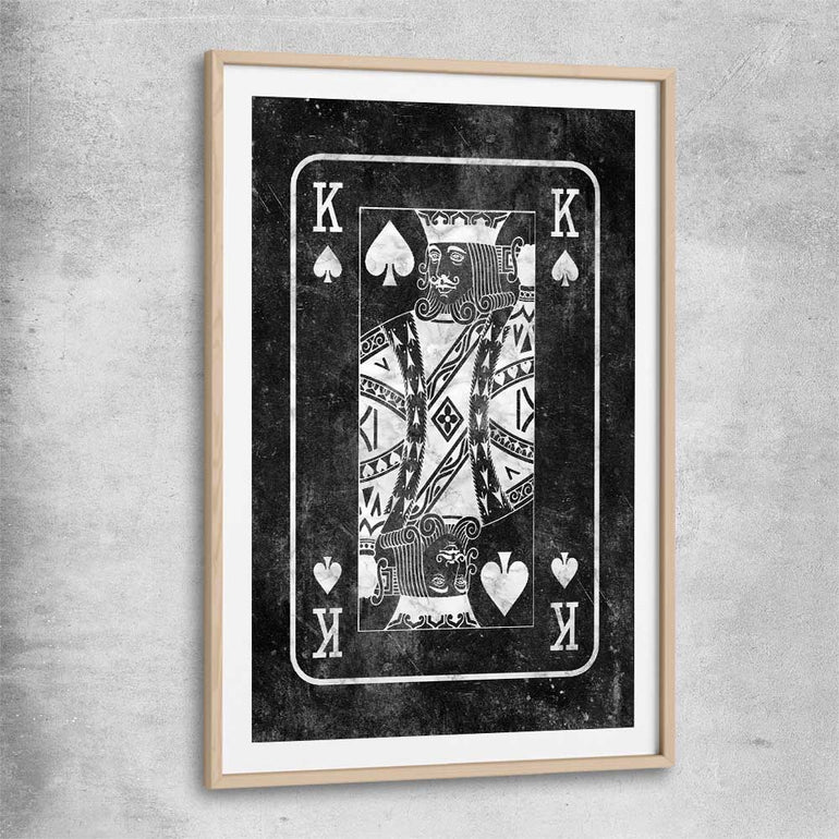 Inspirational wall art print of Marble King with raw oak glass front frame