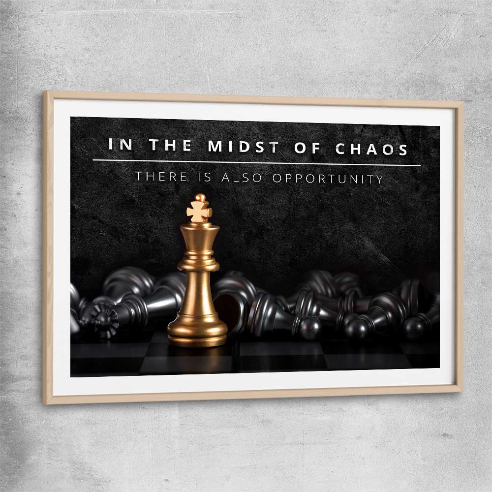 Midst of Chaos raw oak glass front frame - part of our high quality fashion canvas wall art and prints collection
