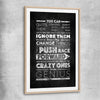 Inspirational wall art print of Push Forwards with raw oak glass front frame