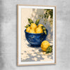 Amalfi Lemons raw oak glass front frame is a colourful and stylish canvas wall art and print suited for the kitchen area