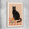 Black Cat and Peaches raw oak glass front frame is a colourful and stylish canvas wall art and print suited for the kitchen area