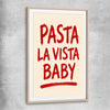 Pasta La Vista Baby raw oak glass front frame is a colourful and stylish canvas wall art and print suited for the kitchen area