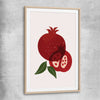 Red Pomegranate raw oak glass front frame is a colourful and stylish canvas wall art and print suited for the kitchen area