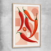 Scarlet Chilli Rhythm raw oak glass front frame is a colourful and stylish canvas wall art and print suited for the kitchen area