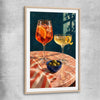 Twilight Aperitivo raw oak glass front frame is a colourful and stylish canvas wall art and print suited for the kitchen area