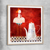 Whimsical Kitchen Life raw oak glass front frame is a colourful and stylish canvas wall art and print suited for the kitchen area