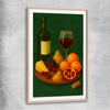Wine at Dusk One raw oak glass front frame is a colourful and stylish canvas wall art and print suited for the kitchen area