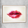 Abstract Lips raw oak glass front frame - part of our high quality canvas lips wall art collection