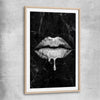 Darkened Lust raw oak glass front frame - part of our high quality canvas lips wall art collection