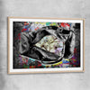 Money wall art print of Cash Duffel with raw oak glass front frame