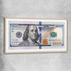 Money wall art print of Dollar Note with raw oak glass front frame