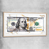 Money wall art print of Marble Bill with raw oak glass front frame