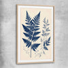 Floral print of Indigo Fern with raw oak glass front frame