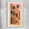 Floral print of Palm House with raw oak glass front frame