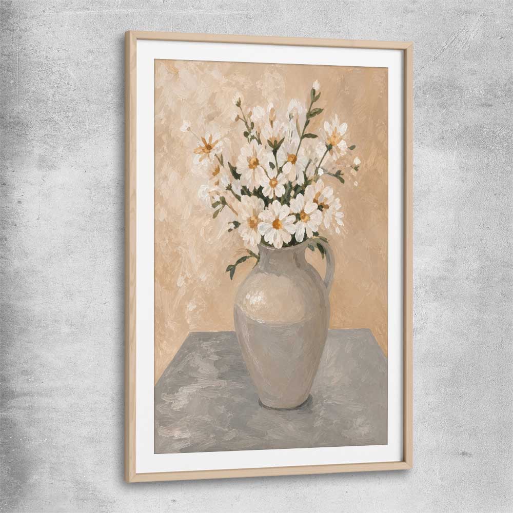 Floral print of Spring Bouquet with raw oak glass front frame