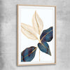 Floral print of Botanic Blue Two with raw oak glass front frame