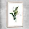 Floral print of Botanic Gold One with raw oak glass front frame