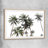 Floral print of Bright Palm Skies with raw oak glass front frame
