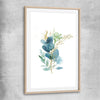Floral print of Eucalyptus Bunch One with raw oak glass front frame