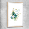 Floral print of Eucalyptus Bunch Two with raw oak glass front frame