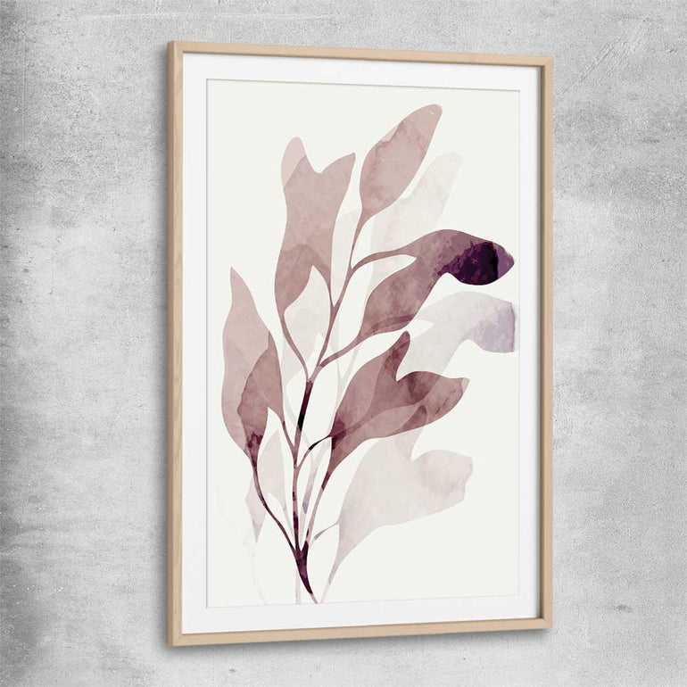 Floral print of Floral Texture Two with raw oak glass front frame