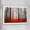 Floral print of Foggy Autumn Forest with raw oak glass front frame