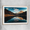 Floral print of Lago Antorno with raw oak glass front frame