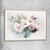 Floral print of Light Poppy Flowers with raw oak glass front frame