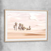 Floral print of Oasis Dunes with raw oak glass front frame