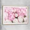 Floral print of Peony Bouquet with raw oak glass front frame