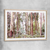 Floral print of Victorian Forest with raw oak glass front frame