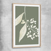 Floral print of Vintage Floral One with raw oak glass front frame