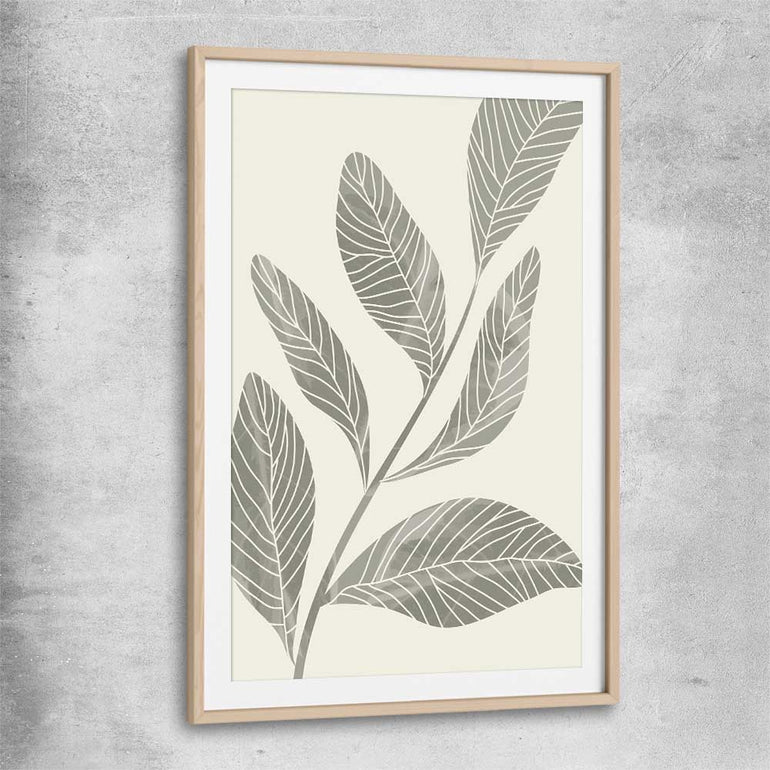 Floral print of Vintage Floral Three with raw oak glass front frame