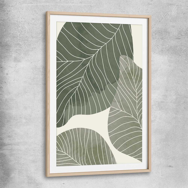 Floral print of Vintage Floral Two with raw oak glass front frame