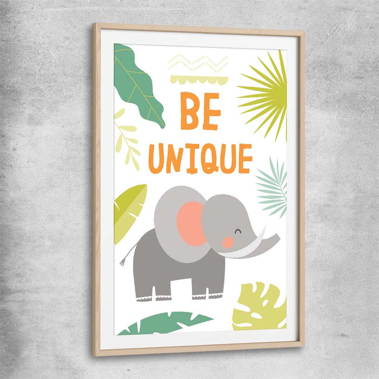 Be Unique raw oak glass front frame is a nursery canvas wall art and print suited for childrens nursery arean