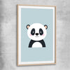 Friendly Panda raw oak glass front frame is a nursery canvas wall art and print suited for childrens nursery arean