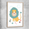 Safari Lion raw oak glass front frame is a nursery canvas wall art and print suited for childrens nursery arean