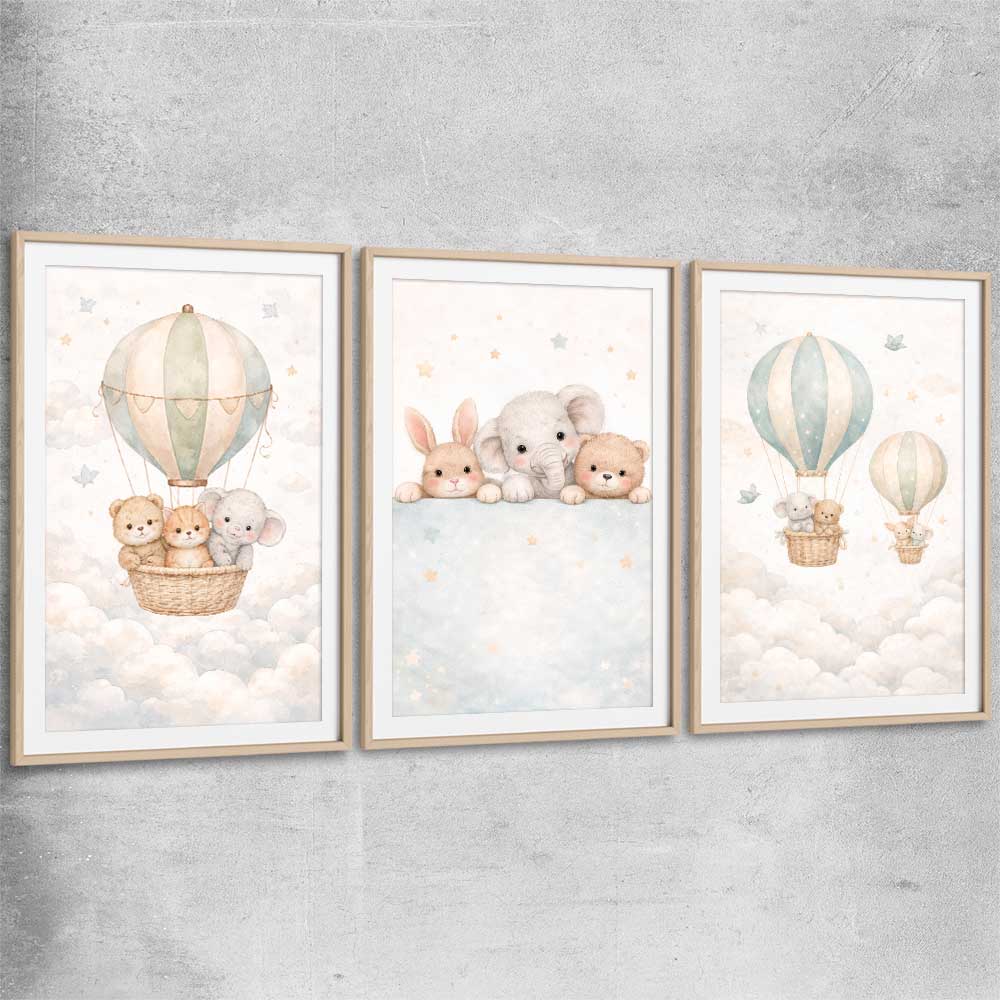 Sweet Dreams Set raw oak glass front frame is a nursery canvas wall art and print suited for childrens nursery arean