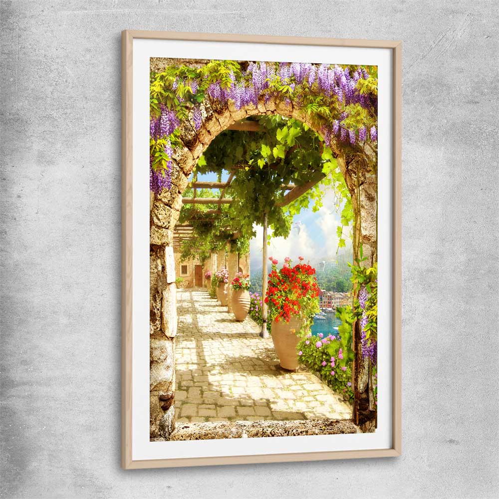Beautiful Italian Arch raw oak glass front frame is a high quality print in our city skyline, travel prints and maps collection
