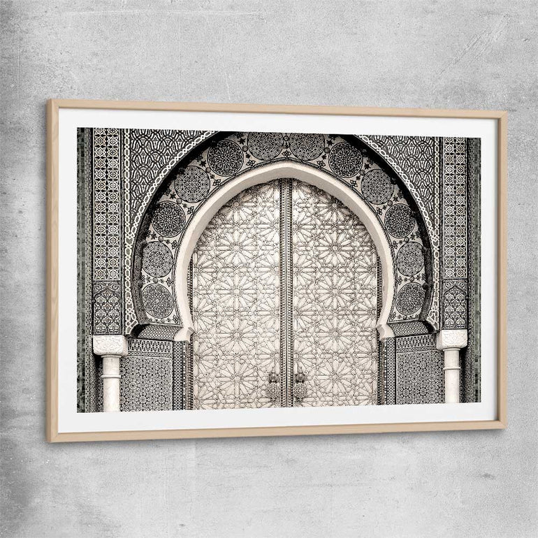 Ancient Morocco raw oak glass front frame is a high quality print in our city skyline, travel prints and maps collection
