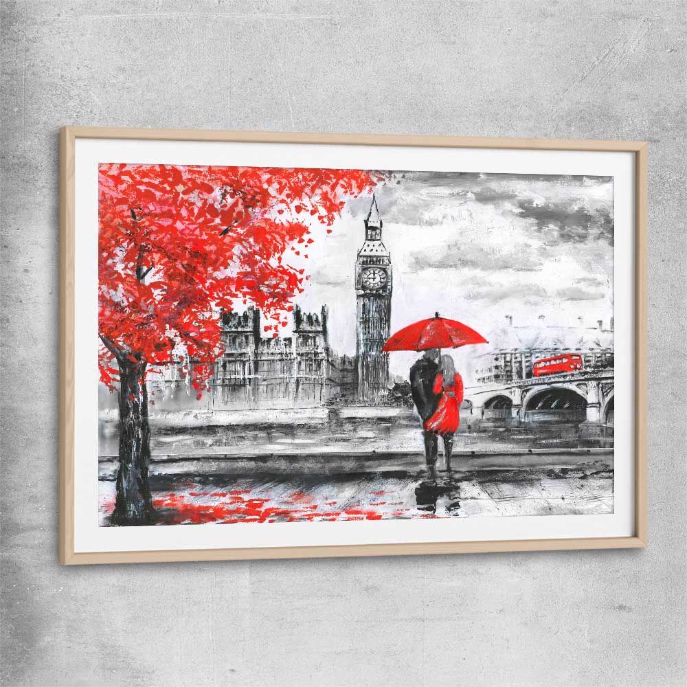 London Affection raw oak glass front frame is a high quality print in our city skyline, travel prints and maps collection