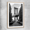 Manhattan Bridge raw oak glass front frame is a high quality print in our city skyline, travel prints and maps collection