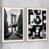 Manhattan Bridge Pair raw oak glass front frame is a high quality print in our city skyline, travel prints and maps collection