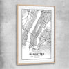 Manhattan City raw oak glass front frame is a high quality print in our city skyline, travel prints and maps collection