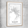Melbourne City raw oak glass front frame is a high quality print in our city skyline, travel prints and maps collection